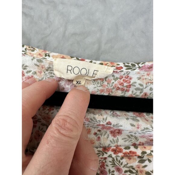 Roolee Womens‎ Pink Blouse XL long sleeve elastic floral pullover round neck - Picture 3 of 6